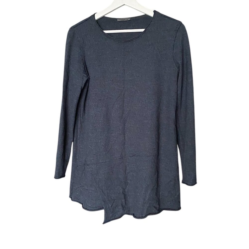 OSKA Dark Grey 100% Wool Lagenlook Made in Germany Lightweight Sweater Sz 0